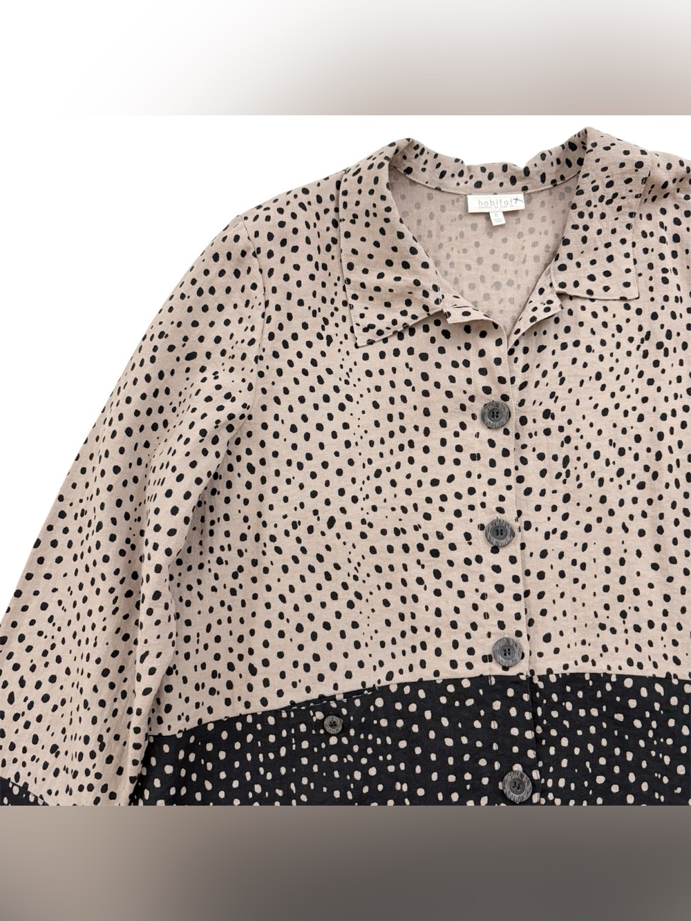 Habitat Polka Dot Lagenlook Button Down Top XL